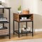 Industrial Side Table with Storage Shelf and Open Compartment Steel Frame Rustic Brown